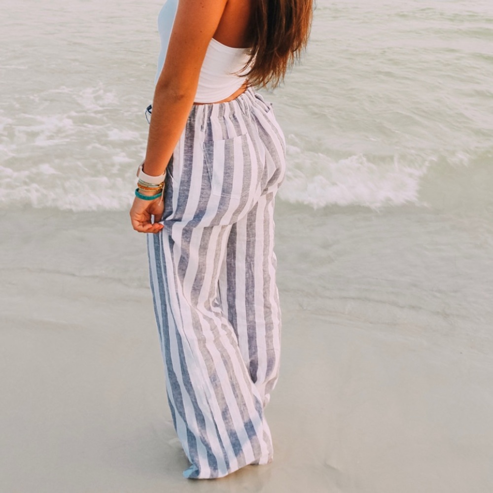 striped flowy pants